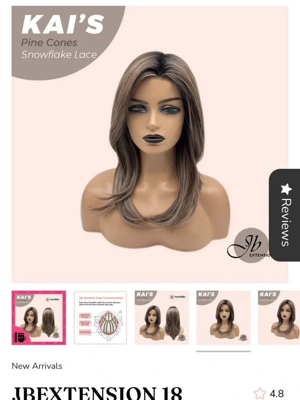 JB extention Kais Snowflake Lace Women’s Synthetic Wig Pinecones color, NWT